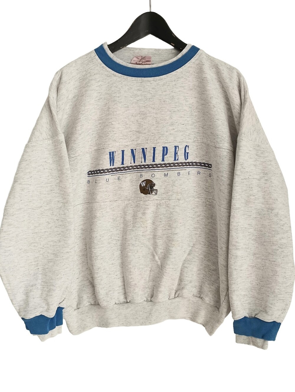 Vintage 90s CFL Winnipeg Blue Bombers Sweatshirt Grey 24.5x24